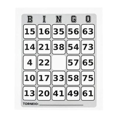 Cartela de Bingo Papel Offset 90mm X 112mm 96 Folhas Cinza para Festas e Confraternizações