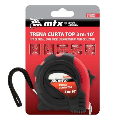 Trena Curta Top 3m X 19mm com Gancho Magnético para Uso Profissional Vermelho Mtx