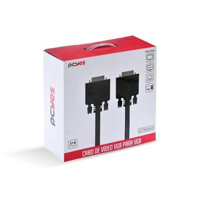 Cabo de Vídeo Vga 3+6 15 Pinos 40m Cobre Puro 28 Awg Sinal Estável Pcyes