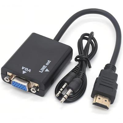 Cabo Conversor HDMI para VGA Adaptador com Áudio Estéreo P2 Plug And Play LF Presentes