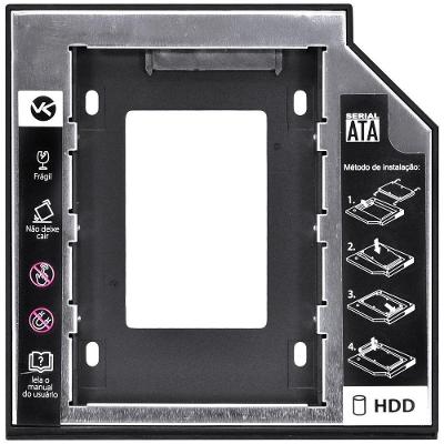 Adaptador Caddy para Notebook AC-127 SATA 12,7MM para HD Ou SSD 2,5" Até 1TB Prata Vinik