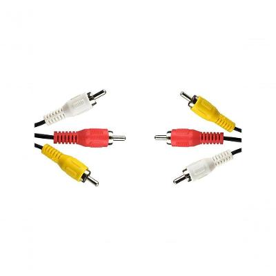Cabo de Áudio e Vídeo C-060 3RCA X 3RCA macho-macho 1,50M para Som, Televisores e Conversores Evus