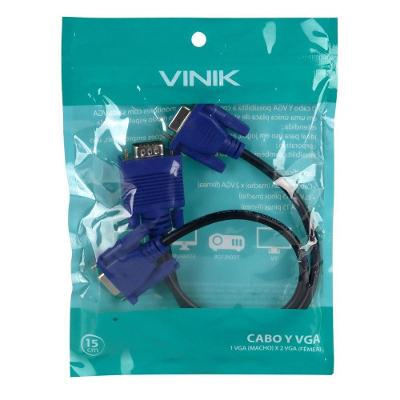 Cabo VGA em Y Avy-1m-2f Macho para 2 VGA Fêmea 15 Pinos com Modo Espelho Vinik