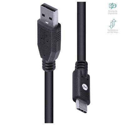 Cabo Usb Tipo C para Usb a Macho 2.0 1 e 8 Metros Transferência de Dados Preto Vinik