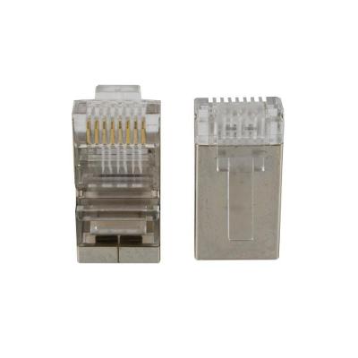 Conector RJ-45 Macho C-103 CAT6 Blindado Ideal para Cabos FTP UTP STP Dourado Evus