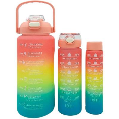 Garrafa para Água Kit Garrafas de Água 3 Peças para Treino com Frases Motivacionais 2L 900ml 300ml