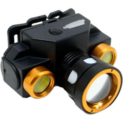 Lanterna de Cabeça Profissional Recarregável com 3 Leds para Trilhas e Pesca Dourado