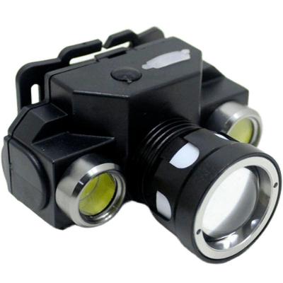 Lanterna de Cabeça Profissional Recarregável com 3 LED e Bateria 8800MAH para Uso Noturno Preto