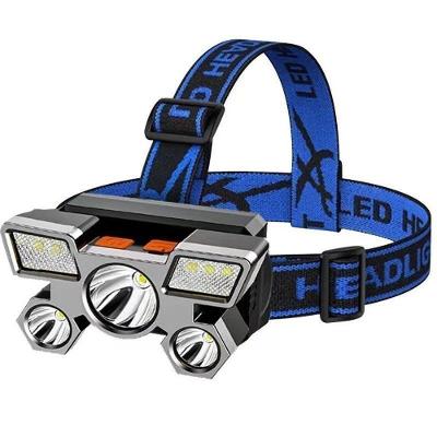 Lanterna de Cabeça Farol LED 5 Luzes Recarregável USB 4 Modos Branco OEM