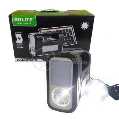 Kit Lanterna com Placa Solar Gdlite com Bateria 4500MAH 20W e 3 Lâmpadas LED Preto Smart Bracelet