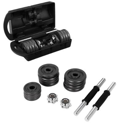Kit Halteres e Anilhas Barras Musculação 19 Peças Completo, 15 kg, Design Funcional, Preto