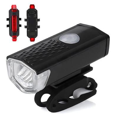 Kit de Lanterna para Bicicleta BIC001-01 com Luz Dianteira Branca e Traseira Vermelha Tudo em Caixa