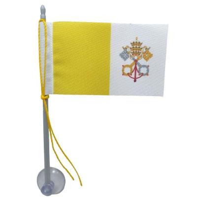 Mini Bandeira Vaticano C Ventosa Poliéster com Mastro PVC Amarelo SP Bandeiras