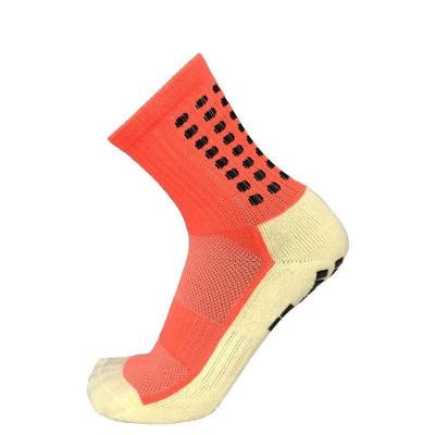 Meia Esportiva Futebol Antiderrapante Pro Socks Respirável com Silicone Pontilhado Laranja OEM