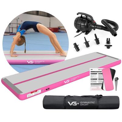Tapete Ginástica Inflável 3 Metros com Bomba Elétrica, Superfície Antiderrapante Rosa VG Plus