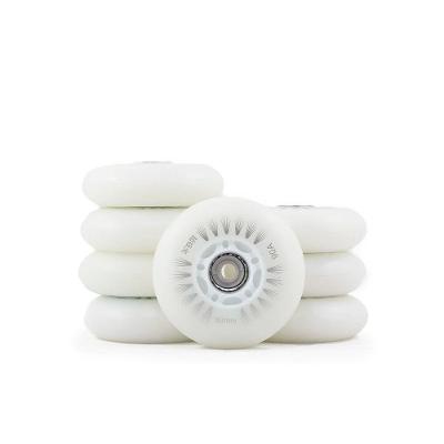 Roda para Patins Inline Roda Led 76MM 90A Creme com LED Que Acende com o Movimento Branco