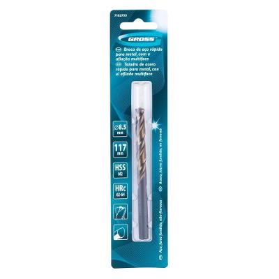 Broca para Metal 8.5x117mm Aço Rápido M2 Classe a Azul de Alta Precisão Industrial Gross