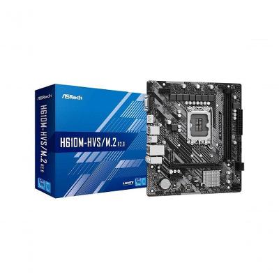 Placa-mãe H610M-HVS-M.2 R2.0 LGA1700 DDR4 64GB com SATA3 M.2 HDMI e USB 3.2 para Intel Core Asrock