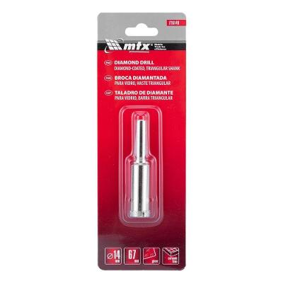 Broca Diamantada para Vidro 14mm Haste Triangular Aço 45 para Vidro e Cerâmica Vermelho MTX