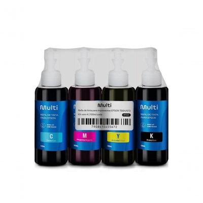 Tinta Reabastecedora Epson 100ML Kit com 4 para Recarga de Cartucho Multicolor Multilaser