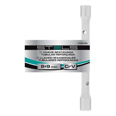 Chave Sextavada Tubular Reforçada 8-9mm Aço Cromo Vanádio Azul Stels