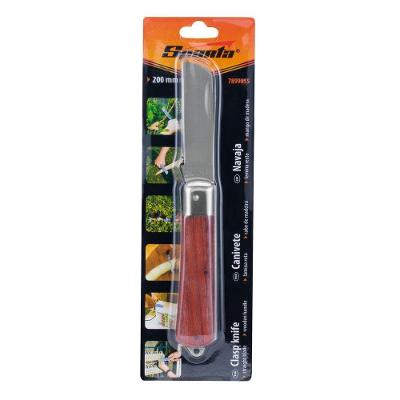 Canivete Sparta 7899855 Lâmina Reta 200mm Cabo Madeira Aço Inoxidável Laranja Sparta Ferramentas