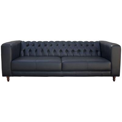 Sofá Ravena 04 Lugares Couro Preto A101 240cm