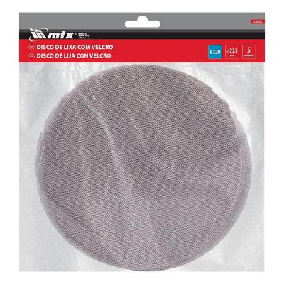 Disco de Lixa Telado com Velcro Grão 220 225mm Kit 5 Peças para Parede e Teto Vermelho MTX
