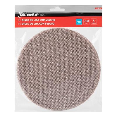 Disco de Lixa Telado com Velcro Grão 150 180mm Kit 5 Peças para Acabamento Vermelho MTX