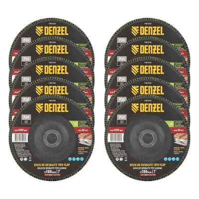 Disco de Desbaste Tipo Flap 7407255 Grão 24 180x22,2mm Alta Performance Amarelo Denzel
