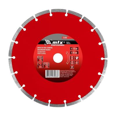 Disco de Corte Diamantado Segmentado 110x20mm para Concreto Pedras e Cerâmicas Vermelho MTX