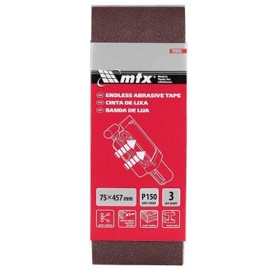 Cinta de Lixa P150 150x610x100mm Kit 3 Peças para Acabamento Profissional Vermelho MTX