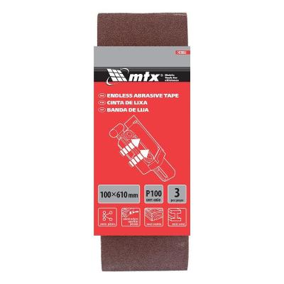 Cinta de Lixa P100 100x610mm 3 Unidades para Madeira e Metal Vermelho Mtx