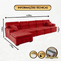 Sofá Orlando 4.20x1.90m Com Chaise, Retrátil E Reclinável - Vermelho - 3