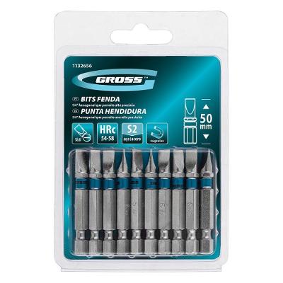 Kit Bits Fenda 1-4'' 50mm SL6 Aço S2 10 Peças Azul para Conexões Roscadas Gross