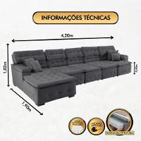 Sofá Orlando 4.20x1.90m Com Chaise, Retrátil E Reclinável - Chumbo - 11