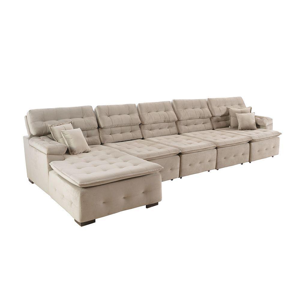 Sofá Orlando 4.20x1.70m Com Chaise, Retrátil E Reclinável - Bege - 2