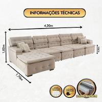 Sofá Orlando 4.20x1.70m Com Chaise, Retrátil E Reclinável - Bege