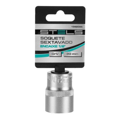 Soquete Sextavado 20mm 1-2'' 1382055 Aço Crv Alta Resistência Azul Stels