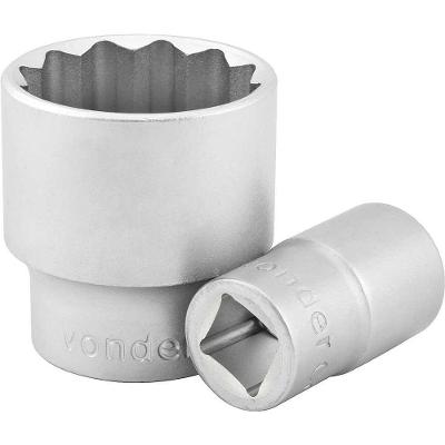 Soquete Estriado 3-4" X 41mm 63mm Aço Cromo Vanádio Cromado Fosco Vonder