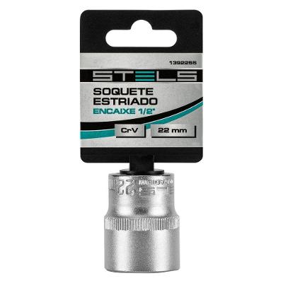 Soquete Estriado 22mm 1-2'' Aço Crv para Reparos Automotivos Azul Stels