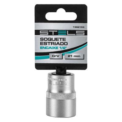 Soquete Estriado 1-2'' 21mm Aço Cromo Vanádio Azul para Manutenção Automotiva e Reparos Stels