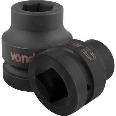 Soquete de Impacto Sextavado 1" 22mm em Aço Cromo Molibdênio Fosfatizado Vonder