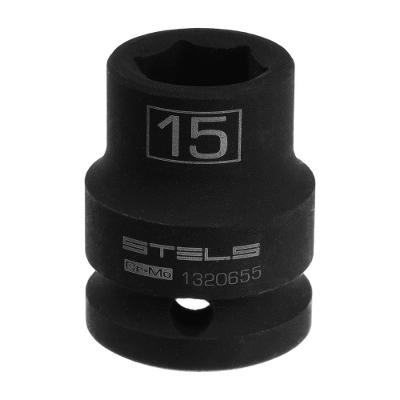 Soquete de Impacto 1-2'' Sextavado 15mm Aço Cromo Molibdênio Azul Stels