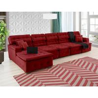 Sofá Orlando 4.20x1.70m Com Chaise, Retrátil E Reclinável - Vinho