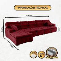 Sofá Orlando 4.20x1.70m Com Chaise, Retrátil E Reclinável - Vinho - 13