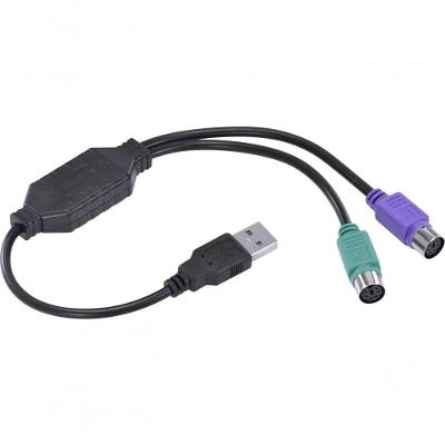 Cabo Adaptador USBPS2 PS2 Fêmea para USB Macho 30CM Preto Vinik