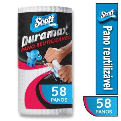 Pano Reutilizável Multiuso Duramax Branco Rolo com 58 Panos Alta Absorção e Resistência Scott