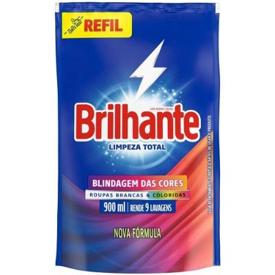 Lava Roupas Líquido Limpeza Total Refil 900ML com Tecnologia Brilho Ativo para Tecidos Brancos