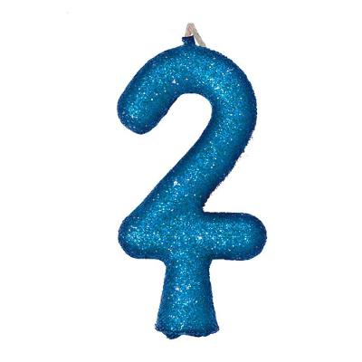 Vela De Aniversário Puro Glitter Azul Modelo 2